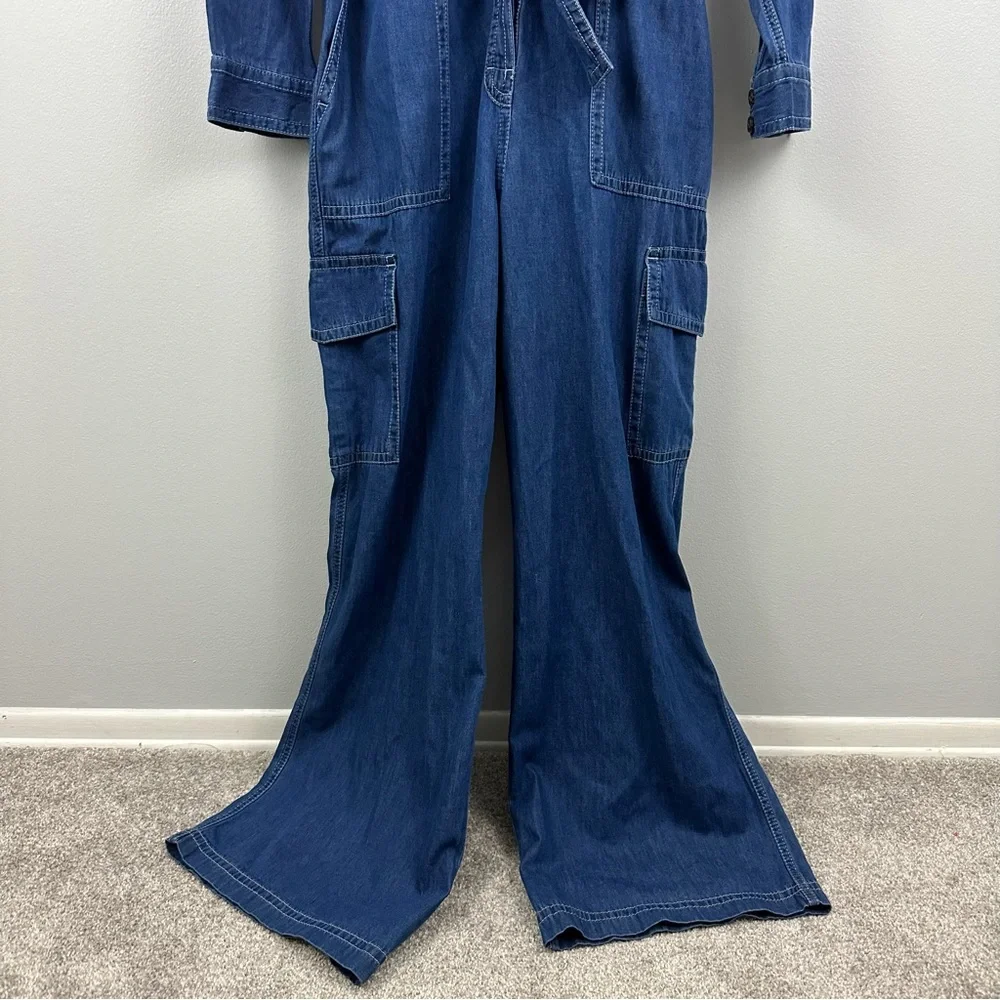 SOLD Banana Republic Saldo Utility Chambray Denim Jumpsuit NWT Size Large - Picture 10 of 17